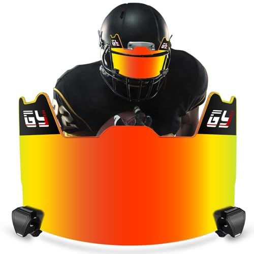 GY Football Visor Professional Football Helmet Visor for Youth Football Helmets and Adult Football Helmet Visors, Includes Visor Clip (Revo Red)