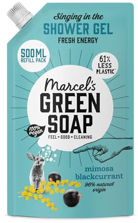 Marcel's Green Soap - Shower Gel Refill Mimosa & Black Currant - Eco-friendly - Vegan - Microplastic-free formula - 93% Natural ingredients - 500 ml