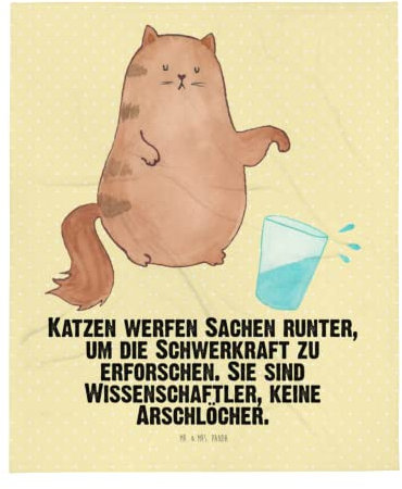 Mr. & Mrs. Panda Fleecedecke Katze Wasserglas - Geschenk, Sofadecke, Katzensouvenirs, Katzenmotive, Tagesdecke, MIAU, Cat, lustig, Mietze, Katzen,