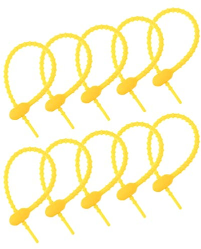 sourcing map Reusable Zip Ties, 6 Inch Silicone Ties Bag Clips, All-Purpose Silicone Ties, Cable Ties, Bread Tie, Household Twist Ties, Reusable Twist Ties (Yellow Pack of 12)