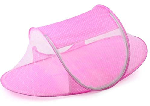 Mrisata Tragbares Faltbares Babybett Moskitonetz Polyester Neugeborenes Schlafbett Reisebett, Baby Moskitonetz Bett Zelt Kinder Tragbare Faltbare Krippe Abdeckung Atmungsaktiv (Rosa)