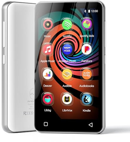 Innioasis MP3 Player with Bluetooth and WiFi, 160GB MP3 Player with Spotify for Kids, 4 Touch Screen Android MP3 MP4 Player with Pandora,Amazon Music,Audible,Libby,Audiobooks(White)