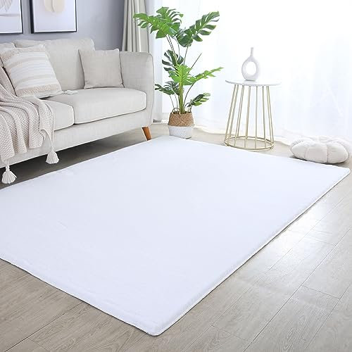Carpettex Hochflor Teppich Wohnzimmer Shaggy Flokati Teppich Modern Einfarbig 80 x 250 cm Flur Teppich Läufer Weiß - Teppich Bettvorleger Schlafzimmer Weich Flauschig Waschbar Küchenläufer