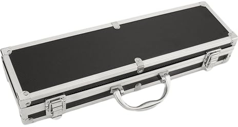 F Fityle Mikrofon-Tragetasche, Aluminium-Mikrofonkoffer, Instrumentenbox, stoßfeste tragbare Mikrofontasche, Hartschale aus EVA-Schaum innen, L