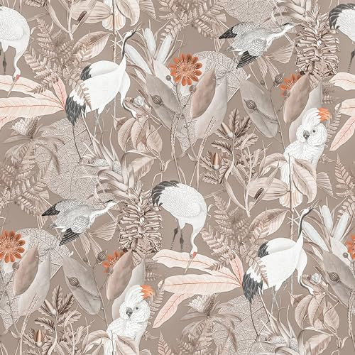 UNIK Nordic Vliestapete BxH: 450x250 cm mit edlen und malerischen Natur XXL Motiv, Designtapete mit Tropische Vögel Hell, Mustertapete für Wohnräume, Premium Foto Tapete mit 180g/m2 Stärke