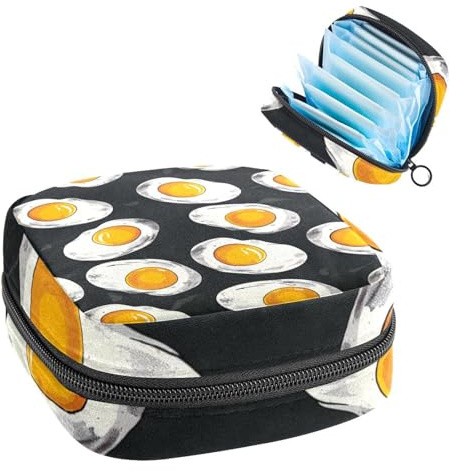 Sacchetto di immagazzinaggio del tovagliolo sanitario,Borsa mestruale,Uovo fritto del fumetto,Borse sanitarie per prodotti femminili