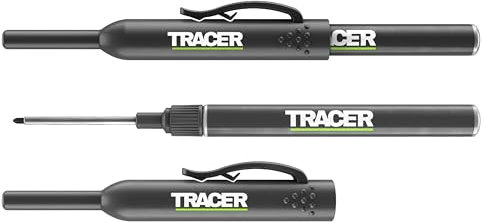 Tracer Pennarelli a punta lunga, per marcatura fori profondi, con fondina e clip integrata per pantaloni/camicia, confezione da 2