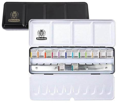 Schmincke Akademie Aquarell – Metallbox mit 14 halben Näpfchen – Sunrise EDITION