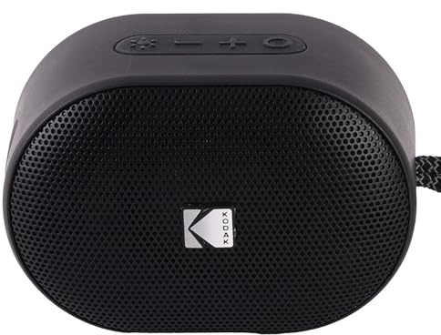 KODAK PWS-2234 Tragbarer Kabelloser Lautsprecher Wasserdicht IPX6 LED | Schwarz, 9h Akkulaufzeit, RGB LED Effekte, Wasserdicht IPX6, Bluetooth 5, Metallgitter
