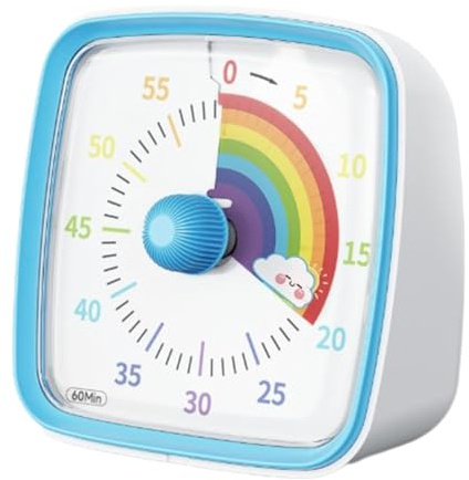 Visueller Timer für Kinder und Klassenzimmer | 60-Minuten-Countdown-Timer für den Schreibtisch - Lautloser Lerntimer Mit Regenbogenmuster