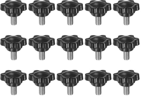 QUARKZMAN 15 Stück Rändelschrauben mit Sterngriff M6 x 10mm x 25mm Sterngriffschraube Kunststoff Knopf Edelstahl 304 Gewindebolzen Klemmschraube Sterngriffmutter Klemmknopf für Maschine