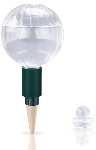 Soilagua 23 oz Extra Large Plant Watering Globes Top Fill, Clear Glass Water Bulbs with Terracotta Spikes Stake, Vacation Slow Release Self Watering Planter Insert, Automatic Drip Device, 1 Pack