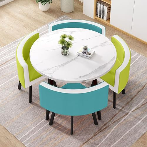 Rundes Konferenztisch-Set mit 4 Stühlen, 5-teilig, rund, Frühstücksbar, Küche, Esszimmer, Möbel, Tisch und Stuhl, 80 x 74,9 cm, Tisch und Stuhl-Set #6