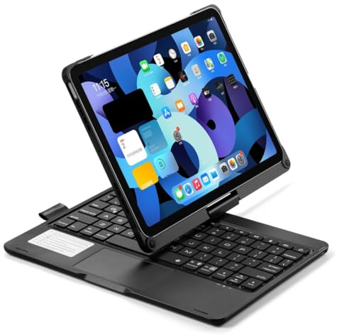 kaidisen Teclado giratorio de 360 grados para iPad Air de 11 pulgadas M3 M2 / Air 4ª 5ª generación 11.9 pulgadas/Pro 11 4ª 3ª 2ª generación 1ª generación con panel táctil, retroiluminación de 7