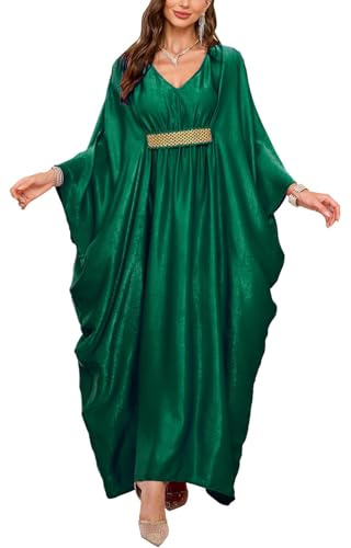 Orshoy Womens Kaftan Beach Dress Long Maxi Bohemian Bikini Cover Ups Kimono Tunic Bathing Suit Swimwear Summer Green
