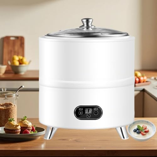 MOFGOE Yaourtière Commerciale avec Écran LCD, Fermenteur Intelligent en Acier Inoxydable avec Contrôle De Température Constant, pour Ail, Natto, Cornichons Et Vin De Riz Sucré,Blanc,12L