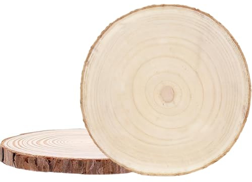 Holzscheiben Deko Baumscheibe DIY - 2 Stück 23-26cm 2cm Dick Unbehandelte Holzscheiben zum Basteln, für DIY Handwerk Holz-Scheiben Hochzeit Weihnachten Dekoration