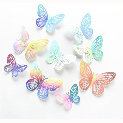 3D Adesivo da Parete Farfalla,36 PCS Farfalle Colorate Decalcomanie da Parete per Camera da letto,Adesivi Decorativi da Parete Farfalla,(Grande,Media,Piccola)Decorazioni Parete Creative per Feste