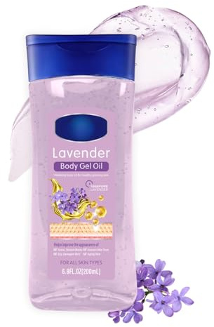 Lavendelöl Body Oil Gel, Deep Moisture Körperöl mit Vitamin E, Lavendelöl Body Oil Verbessern sie Trockene Haut, Anti Aging Body Lotion für Körperpflege, Erfrischend und Nicht Fettend, 200 ml