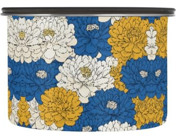 Quteprint Stainless Steel Coffee Storage Containers with Airtight Lid, Retro Floral Chrysanthemum Pattern 30oz Food Storage Container Kitchen Canister for Tea, Coffee Beans, Ground, Sugar Storage
