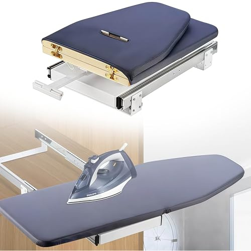PRMTYUP Tabla De Planchar RetráCtil, Tabla De Planchar ExtraíBle con Funda Resistente Al Calor, RotacióN De 180 Grados, Guardable En El Armario, Ahorra Espacio, para Apartamentos,01