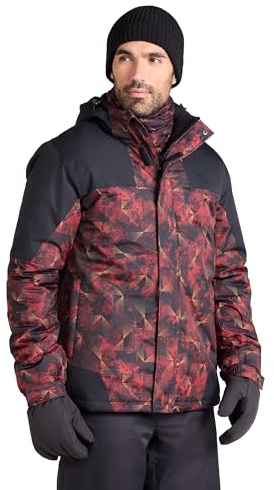 Mountain Warehouse Shadow Mens Printed Ski Jacket - Snowproof, Extra Warmth, Fleece Lined, Adjustable Hem, Cuff & Hood - Ideal Warm Clothing for Holidays Bright Orange XL