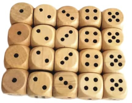 20 dadi in legno D6 a sei lati, 2 cm, per bar, giochi di ruolo, bomboniere, feste