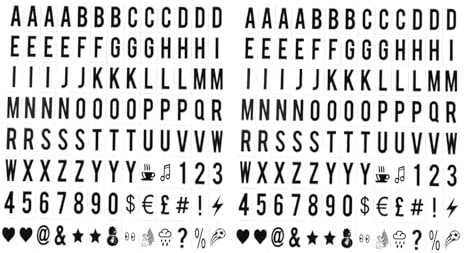 208Pcs Black Cinematic Lightbox Replacement Letters & Numbers Signs Black for A4 Light Up Letter Box Sign Message Board, Presentation Boards 65.4x35mm (LED Light Box is NOT Included!!)