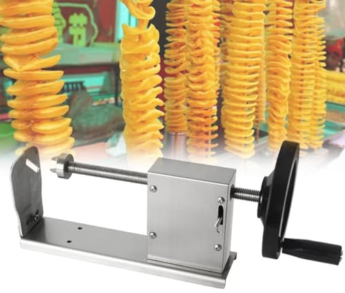 WOTZOV Affettatrice Manuale a Spirale per Patate, Macchina per Patate a Torre in Acciaio Inossidabile, affettatrice per Patate Tornado, con Impugnatura Antiscivolo, per Patate,