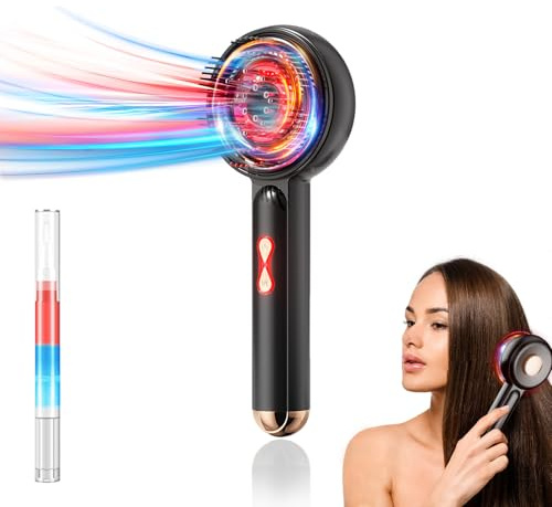 INCFADDY Elektrischer Kopfhautmassagegerät mit Rotlichttherapie für Haare, 2-in-1 Multifunktions-Kopfhautmassagekamm, kabellos & tragbares Haaröl-Applikator für den Hausgebrauch