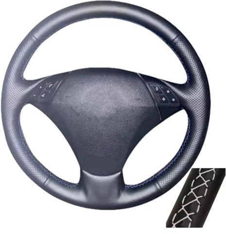 Auto Lenkradbezug Für BMW E60 523 530 523li 525 520li 535 545i Handgenähte Mikrofaser-Leder-Autolenkradabdeckung(White Thread)
