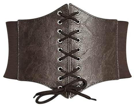 Carnavalife Cinturón corsé ancho elástico con cordones, cinturón cintura mujer, hebillas metálicas, estilo vintage, vestidos y jeans, cosplay, tallas S-3XL