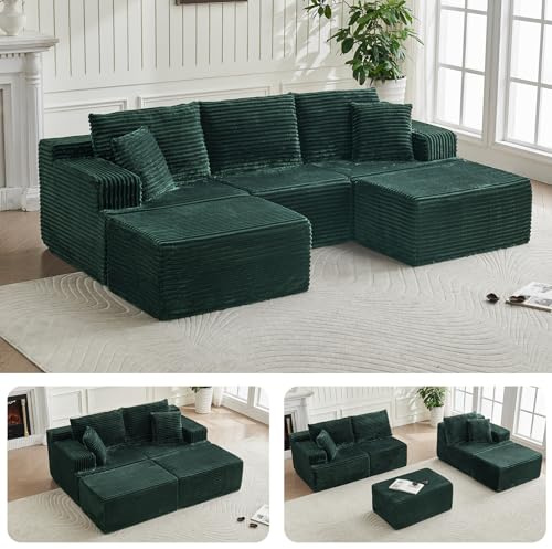 TEYVOKS Modulares U-Form Ecksofa 262cm Grün