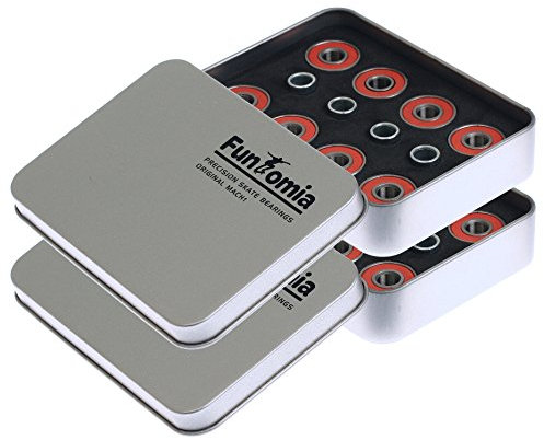 8, 16 oder 32 Stück 608er 2RS MACH1 ABEC-9 Renn Kugellager/Lager + Spacer in einer Metallbox z.B. für Inliner Skates Skateboard Rollerblade Waveboard und Longboards