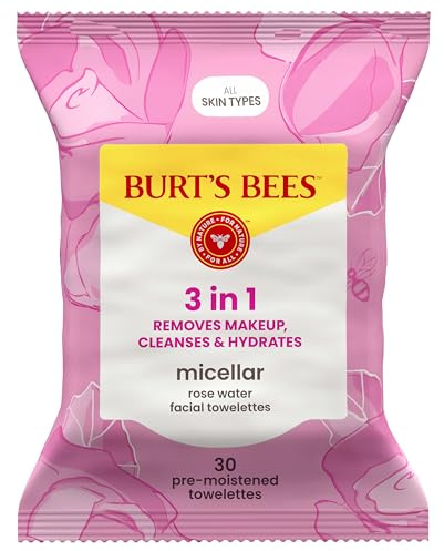 Burts Bees Micellar Makeup Removing Towelettes - Rose Water for Women 30 Count Towelettes