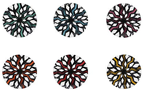 Thun Rose & Tulipani - Set di Piatti Frutta Mix da 6 Pezzi - Noir, Stoneware - Stoneware - Ø 20,5; h2,5 cm