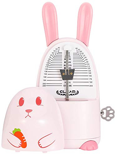 Easy Control Cute Cartoon Beginners Mechanical Metronome for Piano Drum Guitar Violin Ukulele with Bell, Pink-Rabbit