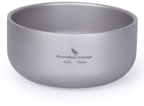 Boundless Voyage Titanium Double-Wall Bowl, 420ml, Modern Style, Round, Lightweight, Anti-Scalding, Suitable for Adults and Children, Outdoor and Daily Use