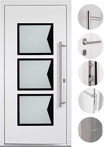 kuporta Alu-Kunststoff Haustür MIRA DOOR weiß 100 x 210 cm DIN links inkl. Stoßgriff-Set