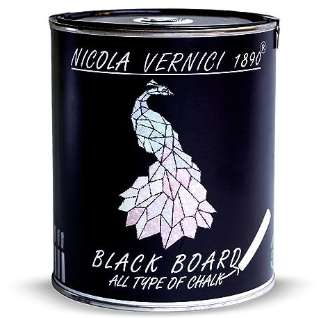 Vernice Decorativa ad Effetto Lavagna, di colore Nero, a Base di Acqua, Made in Italy, Adatta ad Ogni Superficie - Formato 1 lt