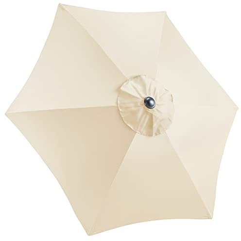 CHRISTOW Replacement Parasol Canopy 2m Hexagonal 6 Arms UV 30+ Protection For Garden Umbrella (Cream Fabric)