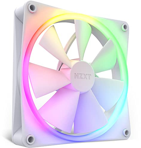 NZXT F140 RGB Fans - RF-R14SF-W1 - Advanced RGB Lighting Customization - Whisper Quiet Cooling - Single (RGB Fan & Controller Required & NOT Included) - 140mm Fan - White | 140mm PWM RGB fan with advanced lighting customization and whisper-quiet cooling. CAM-compatible lighting.