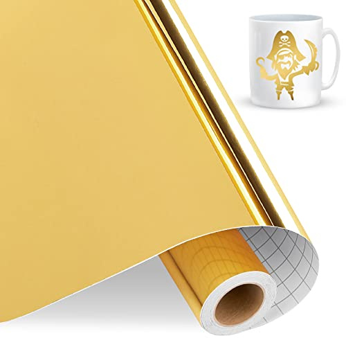 IModeur vinyle adhésif Or Brillant, 12 x 15 pieds (30,5 cm x 4,58 m) Or vinilo adhesivo permanente pour Cricut, vinyle autocollant pour cadeaux DIY, fête d'anniversaire