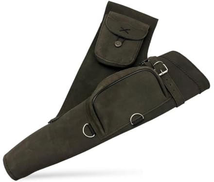 Carquois de tir à l'arc traditionnel en cuir véritable avec support pour flèche Marron foncé