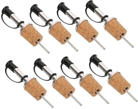 ABOOFAN 8pcs Wine Stopper Pourer Set with Stainless Steel Spouts Cork Seal Wine Bottle Pourer for Bar and Home Use for Controlled Pouring