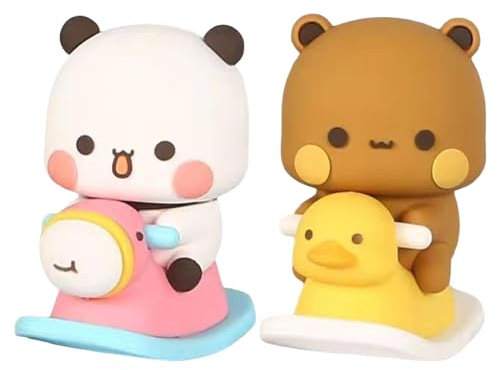 Quixotical 2 pcs Bubu Dudu Bobblehead, Sweet Lovely Panda Figure, Panda Bear Kawaii Car Decorative Ornament, Collectible Table Decoration, for Office, Desktop, Room, Car Decoration Sculpture Bear