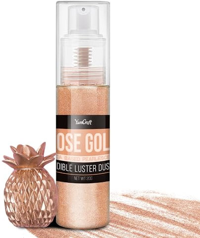 Essbarer Glitzer Spray für Getränke - 20g Lebensmittel Glitzerpulve für Likör, Cocktails, Dekorieren Torten - Geschmacklos Glitzer Pulver Glitzerstaub für Sekt, Wein, Champagner, Backen (Roségold)