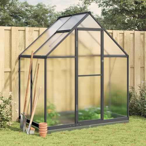 LAPOOH Gewächshaus mit Fundamentrahmen Anthrazit 169x114x202 cm Alu, Frühbeet, Tomatenhaus, Treibhaus, Greenhouse, Garten Zubehör - 4005827