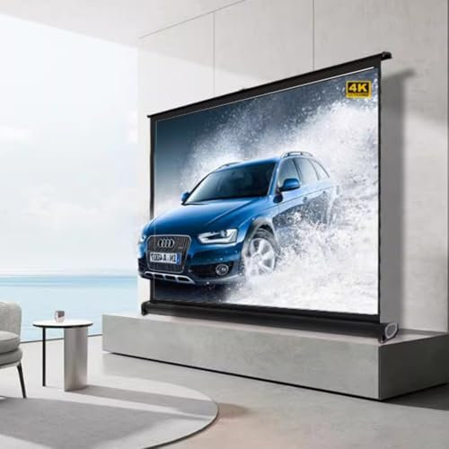 ZIUSFAC 20/60 Pollici Schermo da Proiezione Pavimento Manuale Schermo di Proiezione Mini Tenda per Proiettore Pull-up Telo Proiettore per Esterno/Interno Cinema(30-16:9)