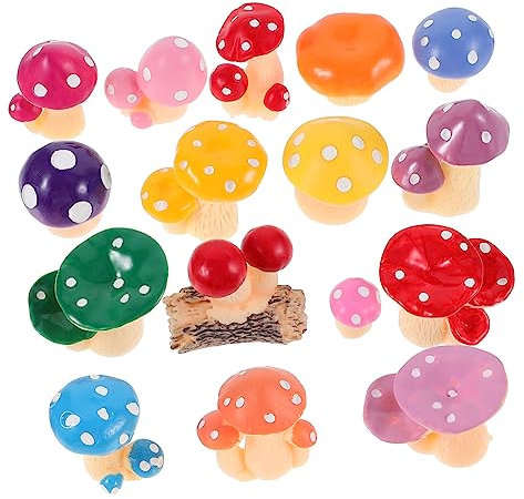 KITANDOVE Lot de 32 Mini-Champignons Artificiels Réalistes en Résine pour Jardin Bonsaï Décoratif pour La Maison Et l 39 Extérieur